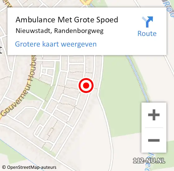 Locatie op kaart van de 112 melding: Ambulance Met Grote Spoed Naar Nieuwstadt, Randenborgweg op 12 januari 2014 08:31