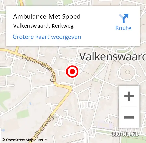 Locatie op kaart van de 112 melding: Ambulance Met Spoed Naar Valkenswaard, Kerkweg op 25 februari 2017 02:35