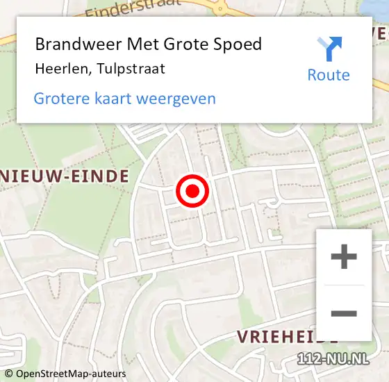 Locatie op kaart van de 112 melding: Brandweer Met Grote Spoed Naar Heerlen, Tulpstraat op 25 februari 2017 02:59