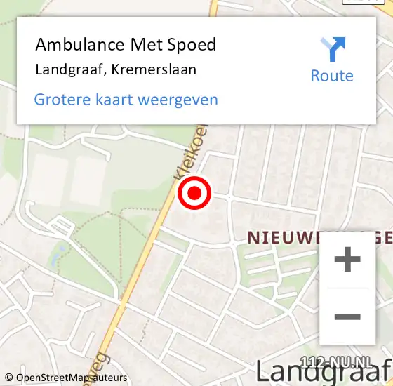 Locatie op kaart van de 112 melding: Ambulance Met Spoed Naar Landgraaf, Kremerslaan op 19 september 2013 07:38