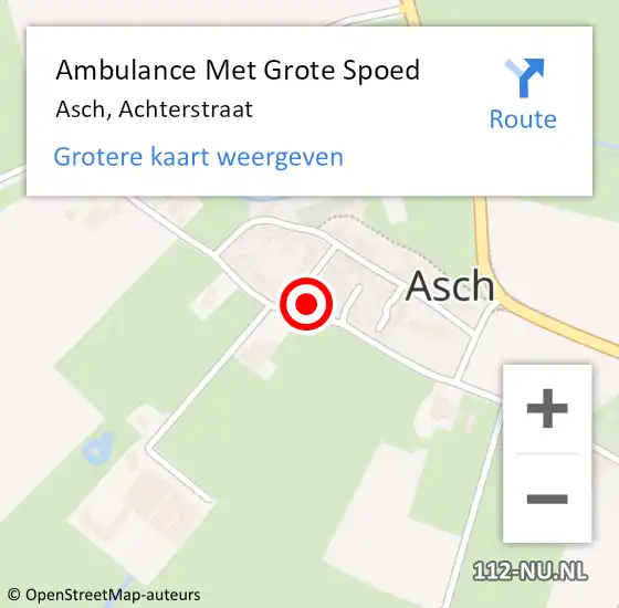 Locatie op kaart van de 112 melding: Ambulance Met Grote Spoed Naar Asch, Achterstraat op 12 januari 2014 08:35