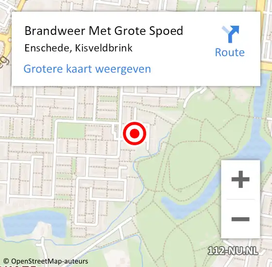 Locatie op kaart van de 112 melding: Brandweer Met Grote Spoed Naar Enschede, Kisveldbrink op 25 februari 2017 03:35