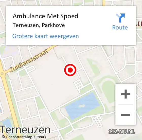 Locatie op kaart van de 112 melding: Ambulance Met Spoed Naar Terneuzen, Parkhove op 25 februari 2017 03:59