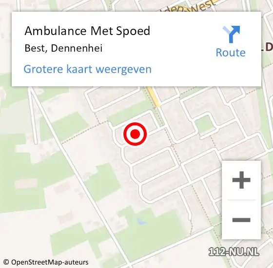 Locatie op kaart van de 112 melding: Ambulance Met Spoed Naar Best, Dennenhei op 25 februari 2017 04:24