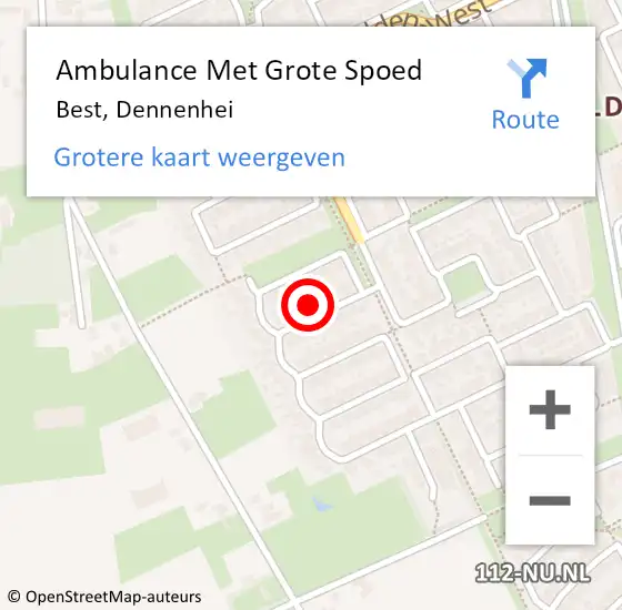 Locatie op kaart van de 112 melding: Ambulance Met Grote Spoed Naar Best, Dennenhei op 25 februari 2017 04:26