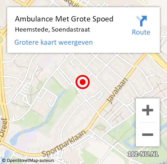 Locatie op kaart van de 112 melding: Ambulance Met Grote Spoed Naar Heemstede, Soendastraat op 25 februari 2017 04:29