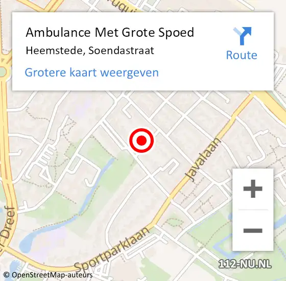 Locatie op kaart van de 112 melding: Ambulance Met Grote Spoed Naar Heemstede, Soendastraat op 25 februari 2017 04:31