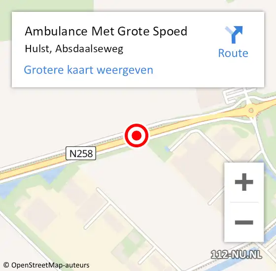 Locatie op kaart van de 112 melding: Ambulance Met Grote Spoed Naar Hulst, Absdaalseweg op 25 februari 2017 04:54