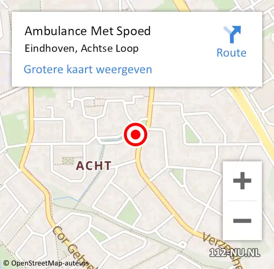 Locatie op kaart van de 112 melding: Ambulance Met Spoed Naar Eindhoven, Achtse Loop op 25 februari 2017 07:29