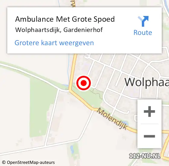 Locatie op kaart van de 112 melding: Ambulance Met Grote Spoed Naar Wolphaartsdijk, Gardenierhof op 25 februari 2017 08:20