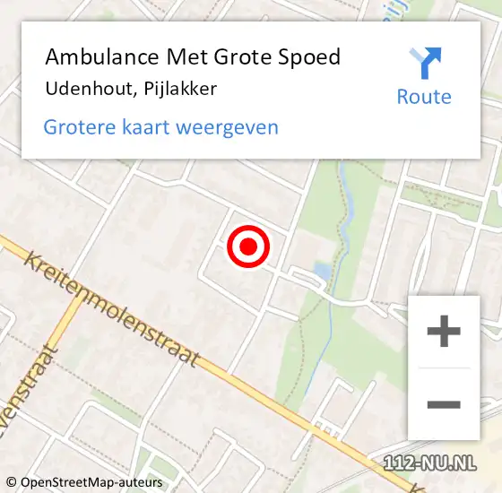 Locatie op kaart van de 112 melding: Ambulance Met Grote Spoed Naar Udenhout, Pijlakker op 25 februari 2017 08:55