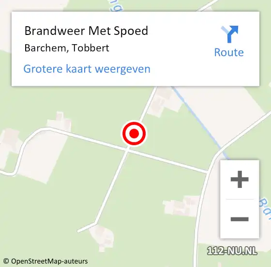 Locatie op kaart van de 112 melding: Brandweer Met Spoed Naar Barchem, Tobbert op 25 februari 2017 09:34