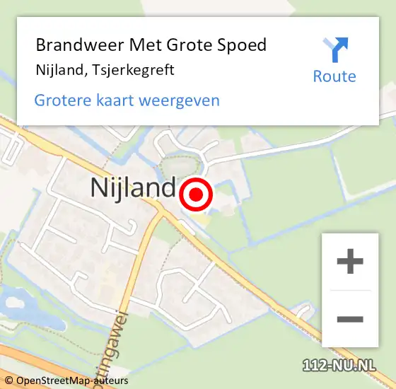 Locatie op kaart van de 112 melding: Brandweer Met Grote Spoed Naar Nijland, Tsjerkegreft op 25 februari 2017 09:48