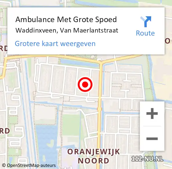 Locatie op kaart van de 112 melding: Ambulance Met Grote Spoed Naar Waddinxveen, Van Maerlantstraat op 25 februari 2017 09:48