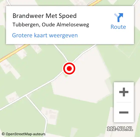 Locatie op kaart van de 112 melding: Brandweer Met Spoed Naar Tubbergen, Oude Almeloseweg op 25 februari 2017 09:54