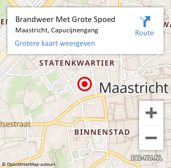 Locatie op kaart van de 112 melding: Brandweer Met Grote Spoed Naar Maastricht, Capucijnengang op 25 februari 2017 10:02