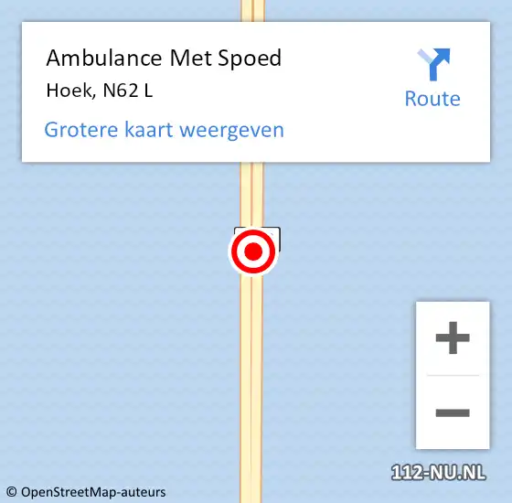 Locatie op kaart van de 112 melding: Ambulance Met Spoed Naar Hoek, N62 L op 25 februari 2017 10:44