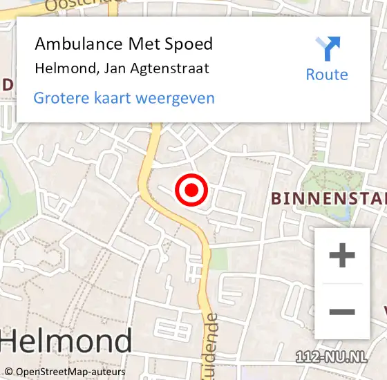 Locatie op kaart van de 112 melding: Ambulance Met Spoed Naar Helmond, Jan Agtenstraat op 25 februari 2017 11:43