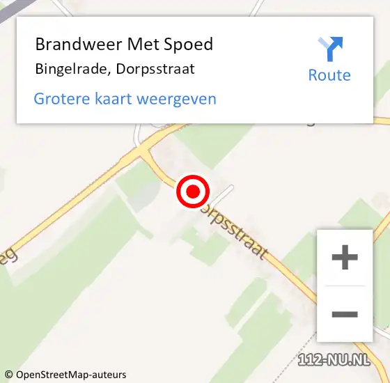 Locatie op kaart van de 112 melding: Brandweer Met Spoed Naar Bingelrade, Dorpsstraat op 25 februari 2017 12:12