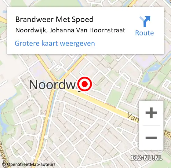 Locatie op kaart van de 112 melding: Brandweer Met Spoed Naar Noordwijk, Johanna Van Hoornstraat op 25 februari 2017 12:30