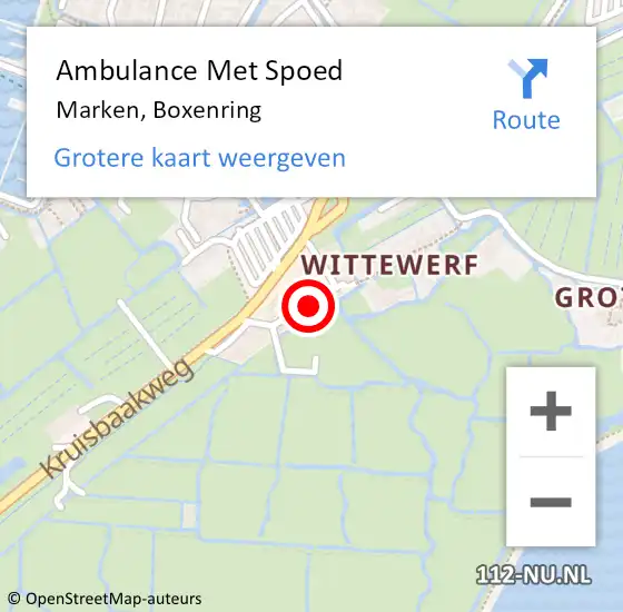 Locatie op kaart van de 112 melding: Ambulance Met Spoed Naar Marken, Boxenring op 25 februari 2017 12:48