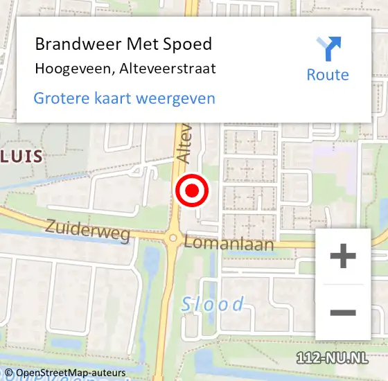 Locatie op kaart van de 112 melding: Brandweer Met Spoed Naar Hoogeveen, Alteveerstraat op 25 februari 2017 12:51