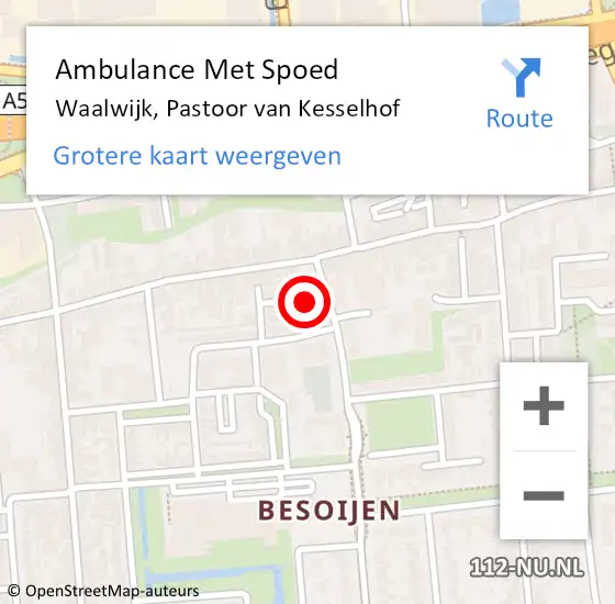 Locatie op kaart van de 112 melding: Ambulance Met Spoed Naar Waalwijk, Pastoor van Kesselhof op 25 februari 2017 12:59