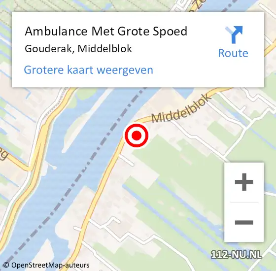 Locatie op kaart van de 112 melding: Ambulance Met Grote Spoed Naar Gouderak, Middelblok op 25 februari 2017 13:03