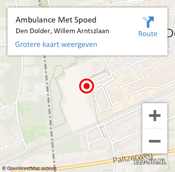 Locatie op kaart van de 112 melding: Ambulance Met Spoed Naar Den Dolder, Willem Arntszlaan op 25 februari 2017 13:10