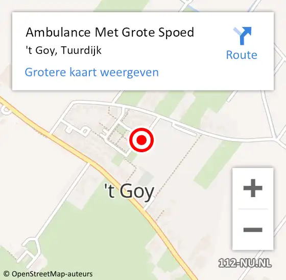 Locatie op kaart van de 112 melding: Ambulance Met Grote Spoed Naar 't Goy, Tuurdijk op 25 februari 2017 13:30