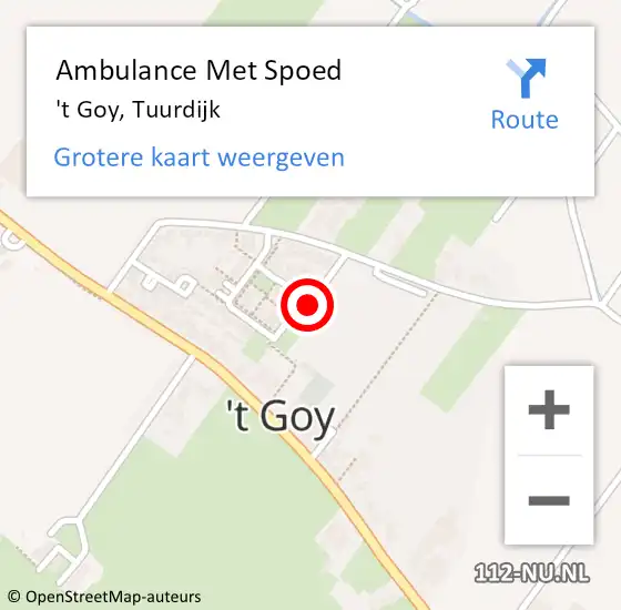 Locatie op kaart van de 112 melding: Ambulance Met Spoed Naar 't Goy, Tuurdijk op 25 februari 2017 13:48