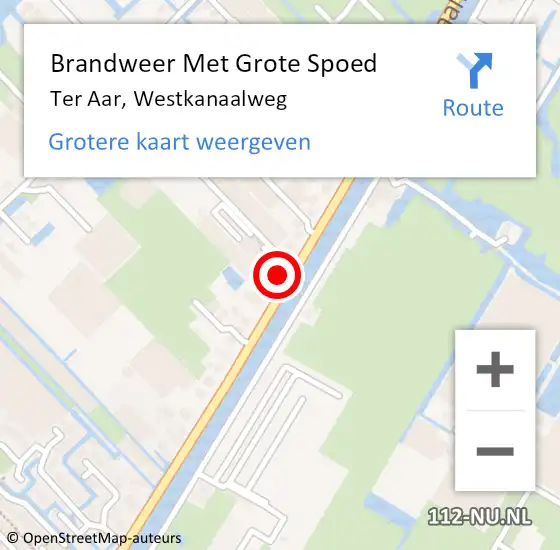 Locatie op kaart van de 112 melding: Brandweer Met Grote Spoed Naar Ter Aar, Westkanaalweg op 25 februari 2017 14:15