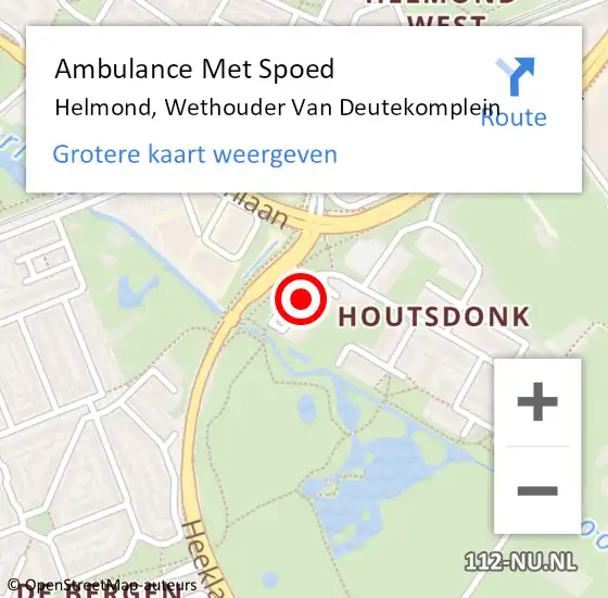 Locatie op kaart van de 112 melding: Ambulance Met Spoed Naar Helmond, Wethouder Van Deutekomplein op 25 februari 2017 15:05