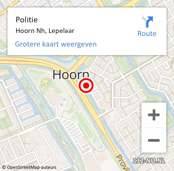 Locatie op kaart van de 112 melding: Politie Hoorn Nh, Lepelaar op 25 februari 2017 15:40