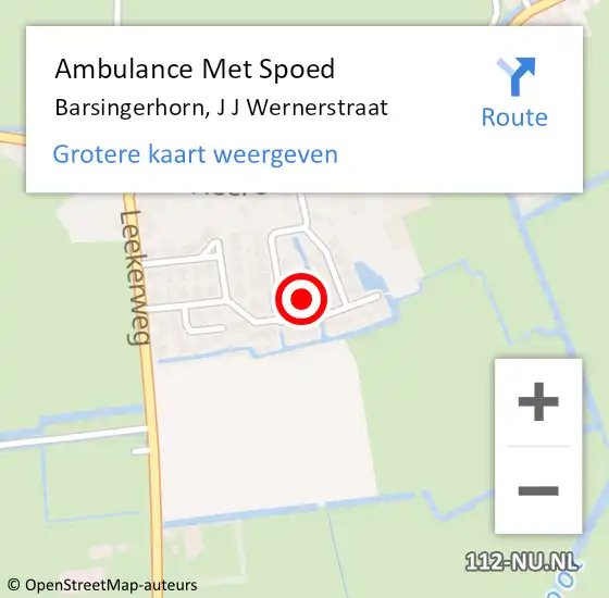 Locatie op kaart van de 112 melding: Ambulance Met Spoed Naar Barsingerhorn, J J Wernerstraat op 25 februari 2017 15:57