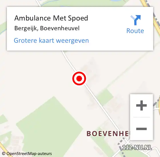 Locatie op kaart van de 112 melding: Ambulance Met Spoed Naar Bergeijk, Boevenheuvel op 25 februari 2017 16:12