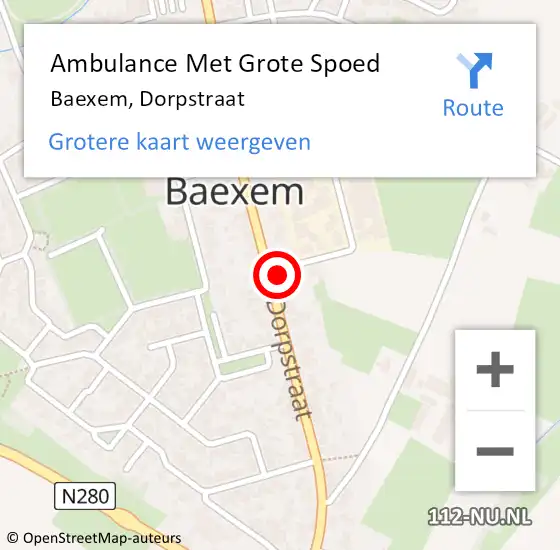 Locatie op kaart van de 112 melding: Ambulance Met Grote Spoed Naar Baexem, Dorpstraat op 25 februari 2017 17:04