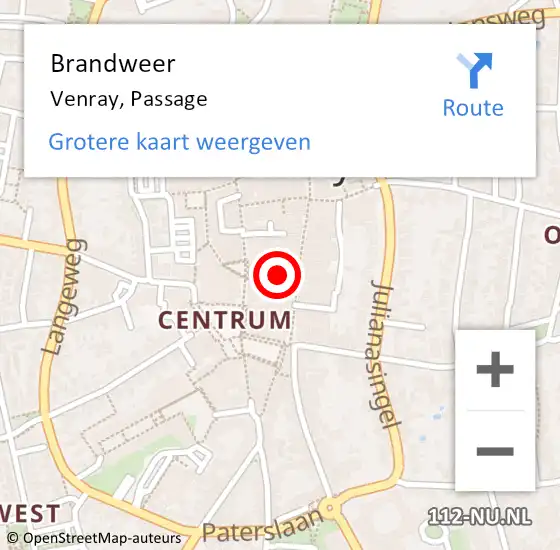 Locatie op kaart van de 112 melding: Brandweer Venray, Passage op 25 februari 2017 17:07