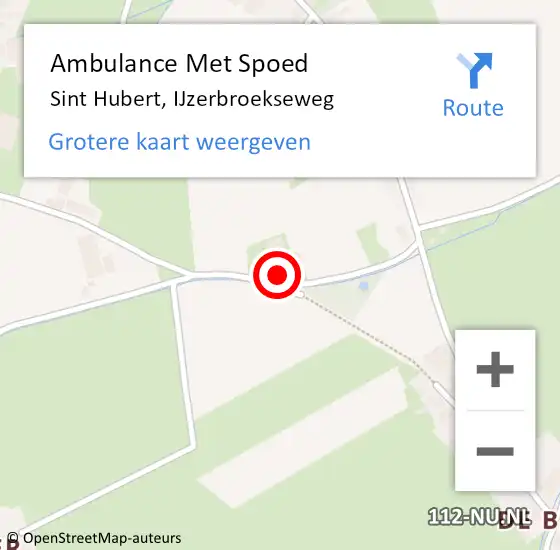 Locatie op kaart van de 112 melding: Ambulance Met Spoed Naar Sint Hubert, IJzerbroekseweg op 25 februari 2017 17:49