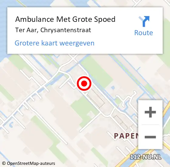 Locatie op kaart van de 112 melding: Ambulance Met Grote Spoed Naar Ter Aar, Chrysantenstraat op 25 februari 2017 17:49