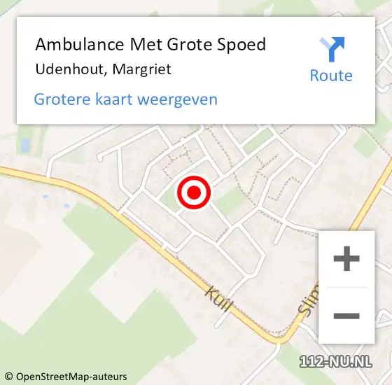 Locatie op kaart van de 112 melding: Ambulance Met Grote Spoed Naar Udenhout, Margriet op 25 februari 2017 17:53