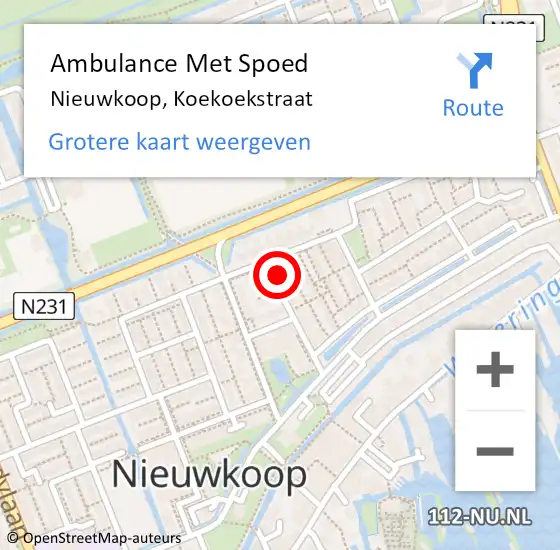 Locatie op kaart van de 112 melding: Ambulance Met Spoed Naar Nieuwkoop, Koekoekstraat op 25 februari 2017 18:27