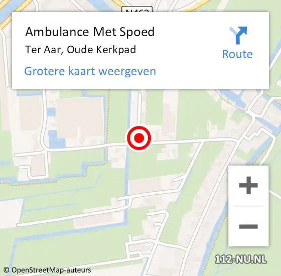 Locatie op kaart van de 112 melding: Ambulance Met Spoed Naar Ter Aar, Oude Kerkpad op 25 februari 2017 19:29