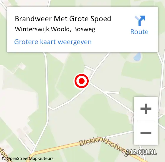 Locatie op kaart van de 112 melding: Brandweer Met Grote Spoed Naar Winterswijk Woold, Bosweg op 25 februari 2017 19:53