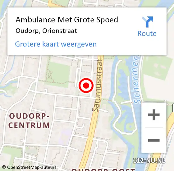 Locatie op kaart van de 112 melding: Ambulance Met Grote Spoed Naar Oudorp, Orionstraat op 25 februari 2017 20:11