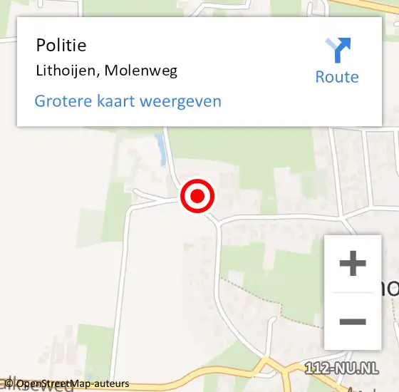 Locatie op kaart van de 112 melding: Politie Lithoijen, Molenweg op 25 februari 2017 20:58