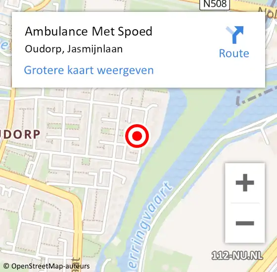 Locatie op kaart van de 112 melding: Ambulance Met Spoed Naar Oudorp, Jasmijnlaan op 25 februari 2017 21:00