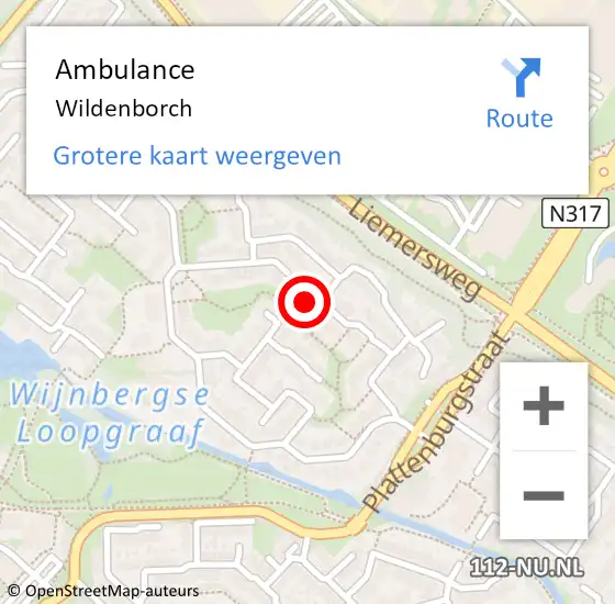 Locatie op kaart van de 112 melding: Ambulance Wildenborch op 12 januari 2014 10:28