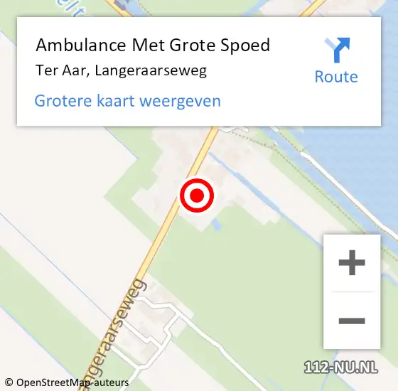 Locatie op kaart van de 112 melding: Ambulance Met Grote Spoed Naar Ter Aar, Langeraarseweg op 25 februari 2017 21:41