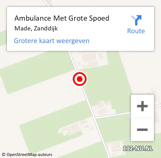 Locatie op kaart van de 112 melding: Ambulance Met Grote Spoed Naar Made, Zanddijk op 25 februari 2017 21:57